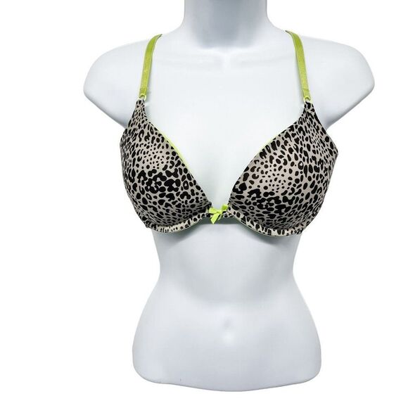 Victoria's Secret Leopard Neon Print Strappy Back Push Up Back - Picture 2 of 8